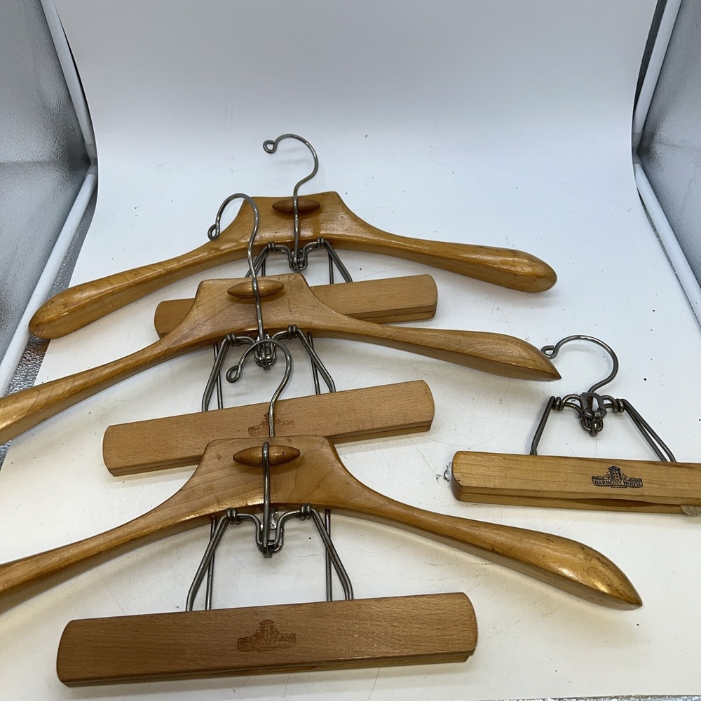 3‎ Harmony House Vintage Wooden Suit And Pants Hangers And 1 Pants Only Hanger